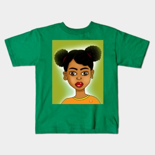 cute black girl digital art Kids T-Shirt